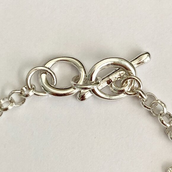 Silver Sea Life Turtle Charm Bracelet Beach Island 7.5" Plated Toggle Clasp - - Picture 9 of 12